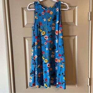 LOFT - Blue Floral Sleeveless Swing Dress